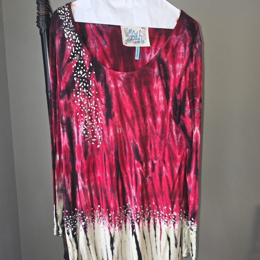 Faith Elegant Red and Black Women's Top